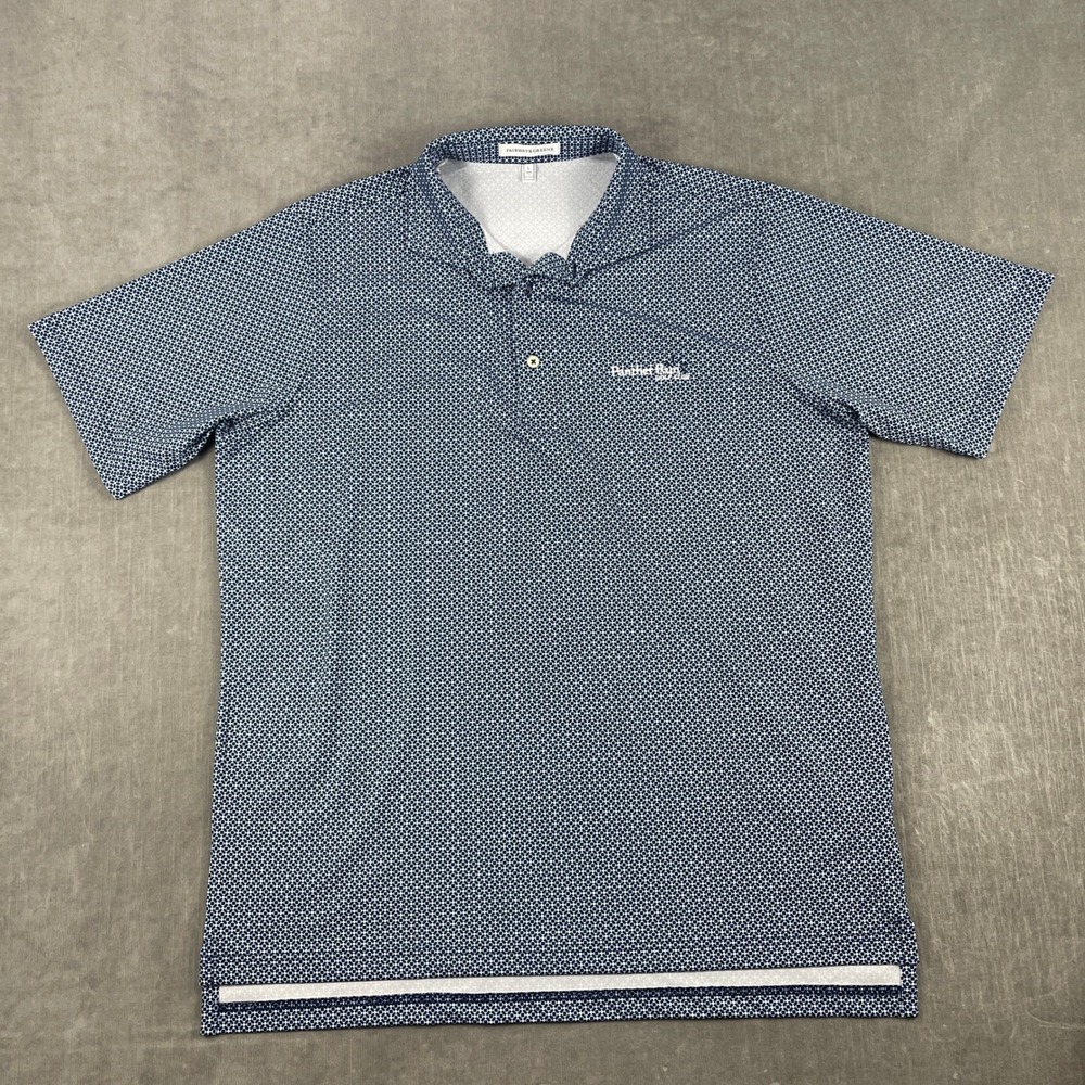 Fairway & Greene Mens L Navy Geometric Polo Panther Run Golf Club Shirt